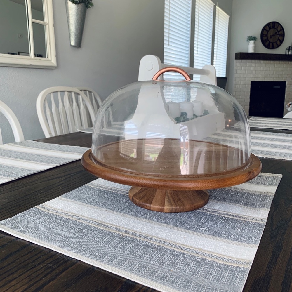 Wood and Bronze Cake Stand